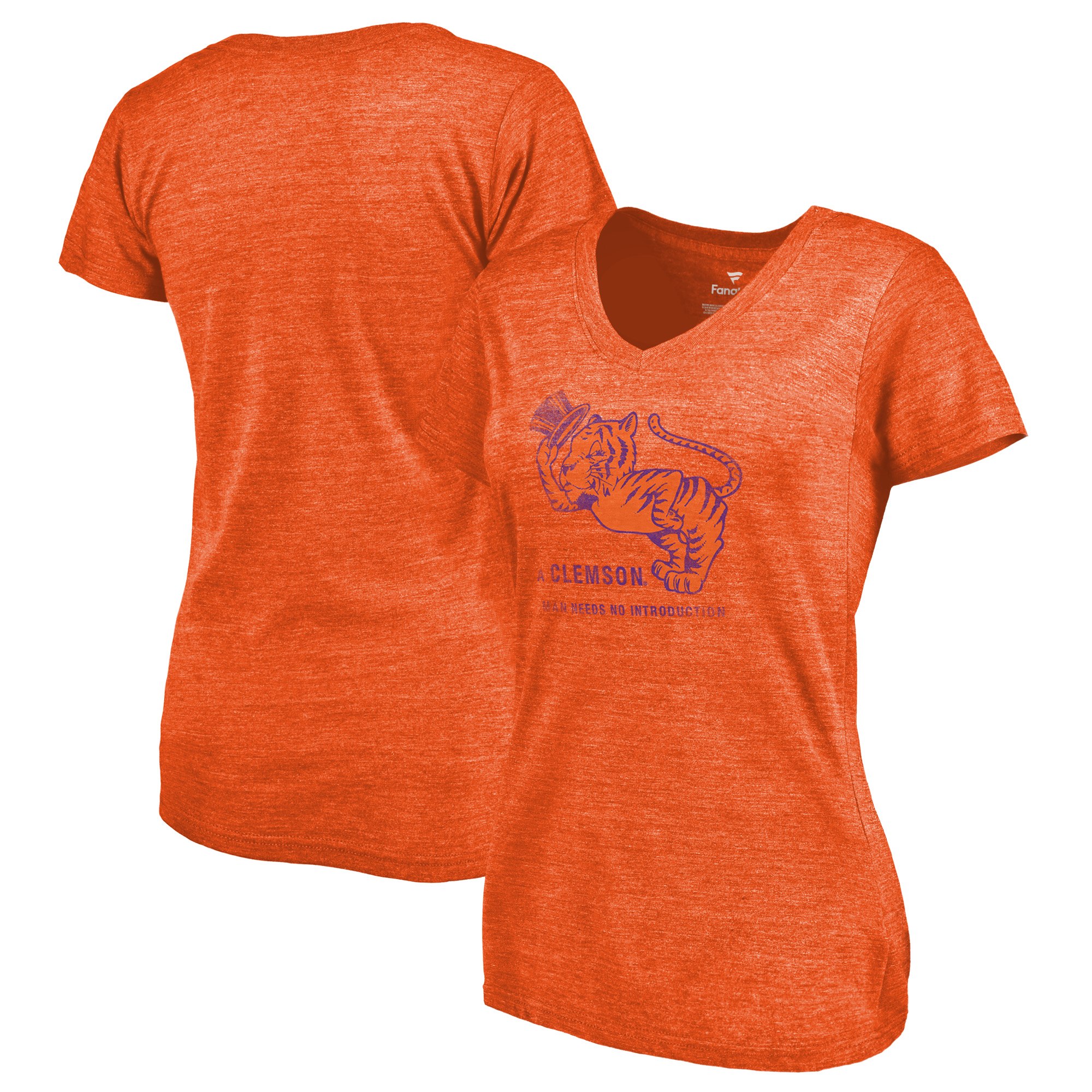 2020 NCAA Fanatics Branded Clemson Tigers Women Orange College Vault Primary Logo TriBlend VNeck TShirt.->ncaa t-shirts->Sports Accessory